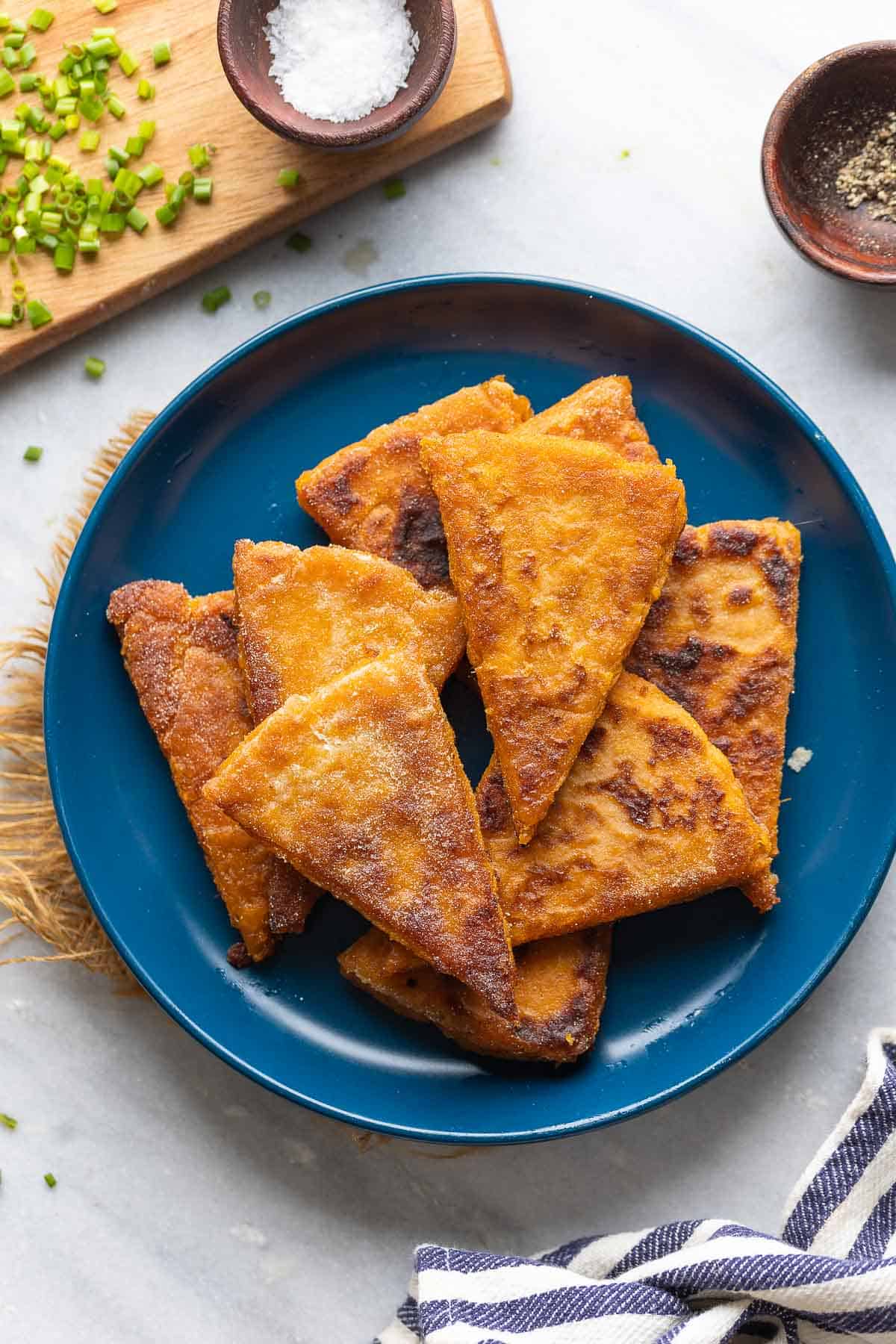 Gluten free Irish Sweet Potato Bread piled on a plate.